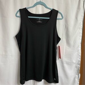 Adrienne Vittadini Sport Black Sleeveless Tank Top Large Athleisure Yoga Mesh
